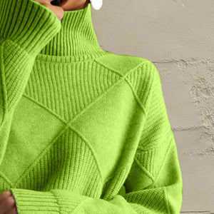 Tammy Geometric Turtleneck Long Sleeve Sweater