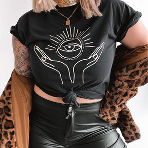 Third Eye Black Side Slit Short Sleeve Top