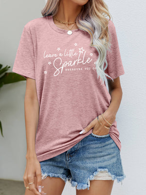 Graphic tee shirt in dusty pink with white lettering 