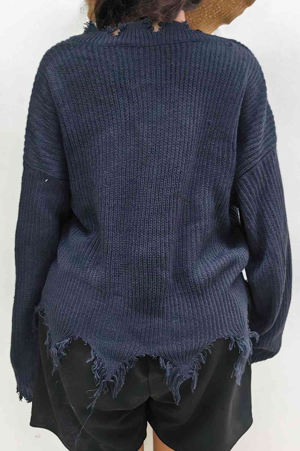 GC Curvy Freddie Fringe V-Neck Raglan Sleeve Sweater