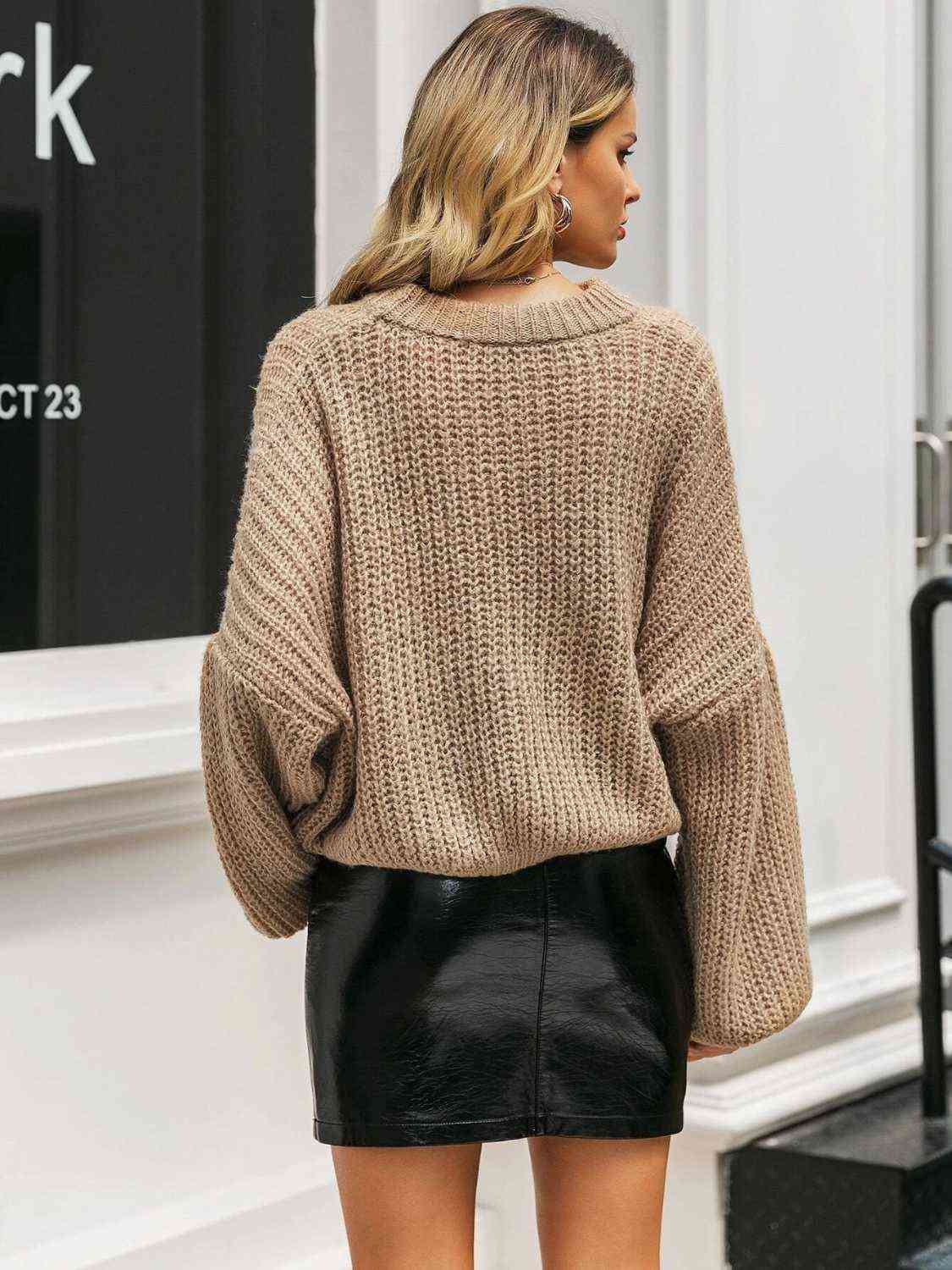 Right On Time Round Neck Long Sleeve Sweater