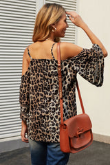 Lyric Cold-Shoulder Three-Quarter Flare Sleeve Blouse