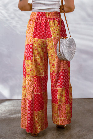 Mandie Bohemian Patchwork Drawstring Wide Leg Pants