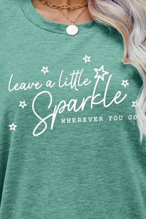 Graphic tee shirt in mint green with white lettering 