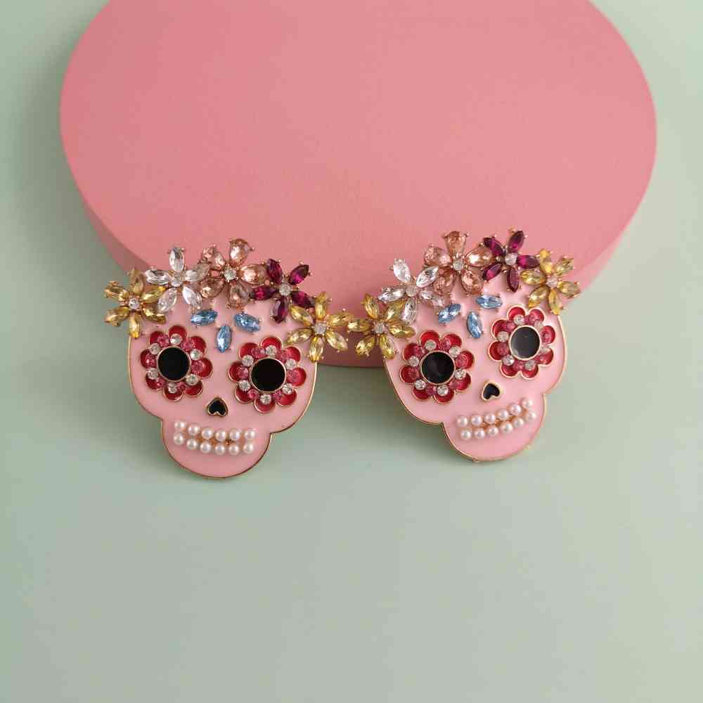 Sugar Skull Rhinestone Earrings