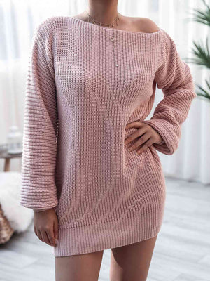 Just The Girl Rib-Knit Mini Sweater Dress
