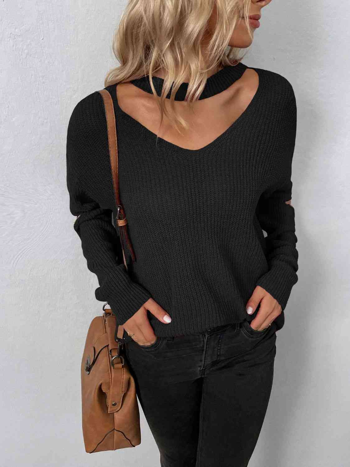 Don't Say Goodnight Cutout Zip Detail Sweater