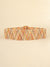 Multicolored woven wide belt with round buckle 