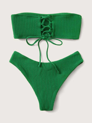 Modern 60's Tube Bikini in Green