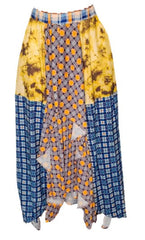 Vicki Yellow Plaid Print Loose Fit Long Skirt