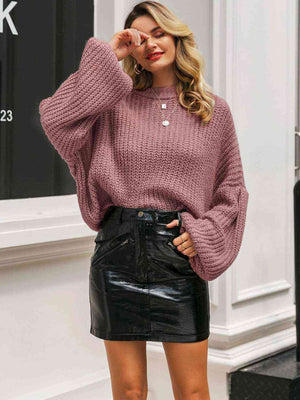 Right On Time Round Neck Long Sleeve Sweater