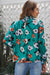 floral smocked mock neck flounce sleeve blouse