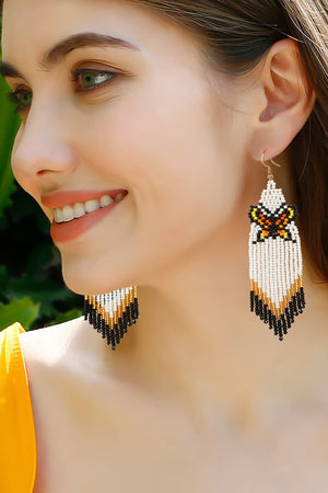 Yellow Butterfly beaded dangle earrings