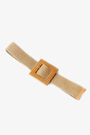 Seaside Boho Square Buckle Elastic Braid Belt