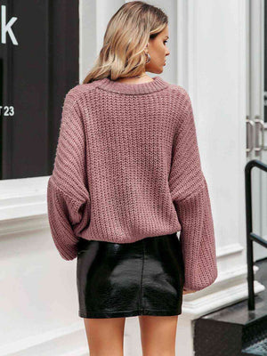 Right On Time Round Neck Long Sleeve Sweater