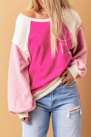 Take Me Higher Dropped Shoulder Color Block Sweatshirt