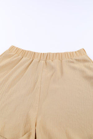 Tan layered elastic waist shorts