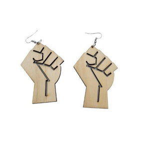 Black Power Fist Wooden Earrings