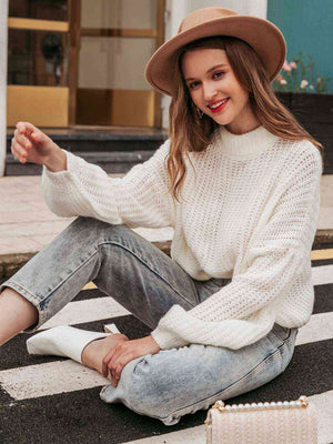 Right On Time Round Neck Long Sleeve Sweater