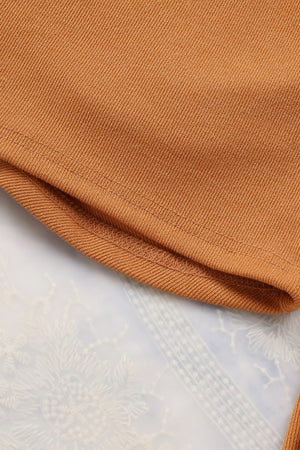 Orange drawstring front detail off shoulder crop top with flounce sleeves
