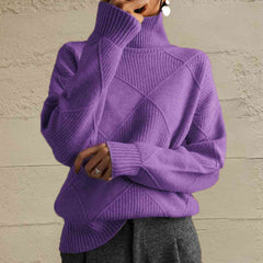 Tammy Geometric Turtleneck Long Sleeve Sweater