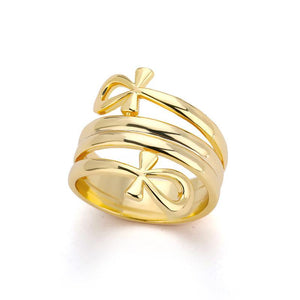 Double Ankh Wrap Ring - Granola Child