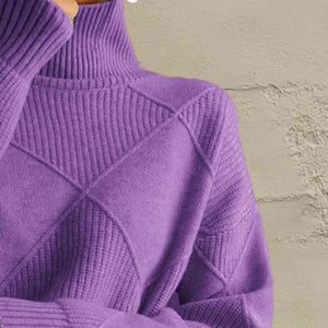 Tammy Geometric Turtleneck Long Sleeve Sweater
