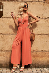 Sunshine Suzie Smocked Spaghetti Strap Wide Leg Jumpsuit