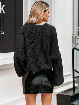 Right On Time Round Neck Long Sleeve Sweater