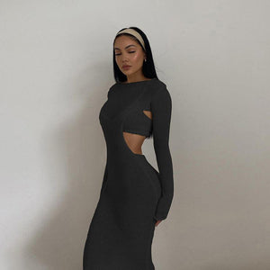 Gabby Long Sleeve Two-piece Dress in Black
