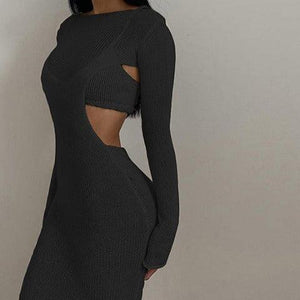Gabby Long Sleeve Two-piece Dress in Black - Granola Child