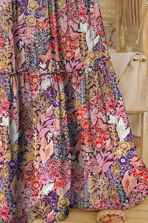 Addie Floral Frill Trim Tiered Maxi Skirt