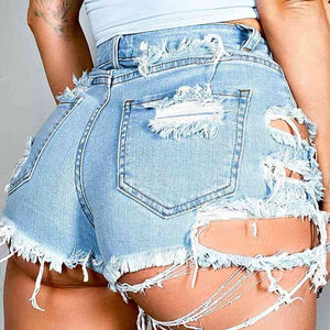 Baby Boo Asymmetrical Distressed Denim Shorts