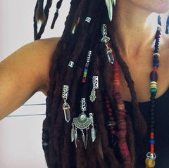 Assorted Silver Metal Loc and Braid Hair Charm Jewelry.