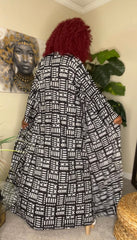 Danai Black Mud Print Long Sleeve Duster