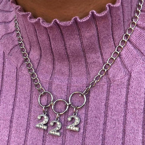 Snake chain necklace with the Angel Number 222 made of stainless steel.