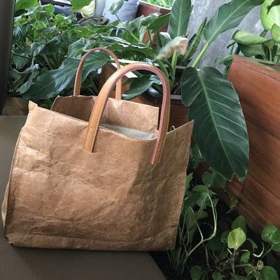 Crumpled Kraft Paper Tote - Granola Child